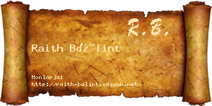 Raith Bálint névjegykártya